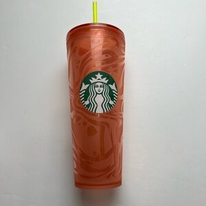 EUC Starbucks Burnt Orange Color Cold Tumbler with Straw
